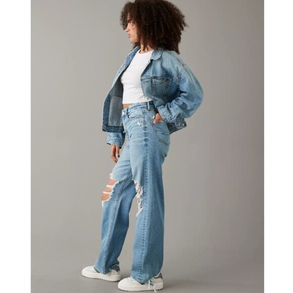 NEW AE | Stretch Curvy Super High-Waisted Baggy Straight Jean (20-Reg) - Picture 2 of 12